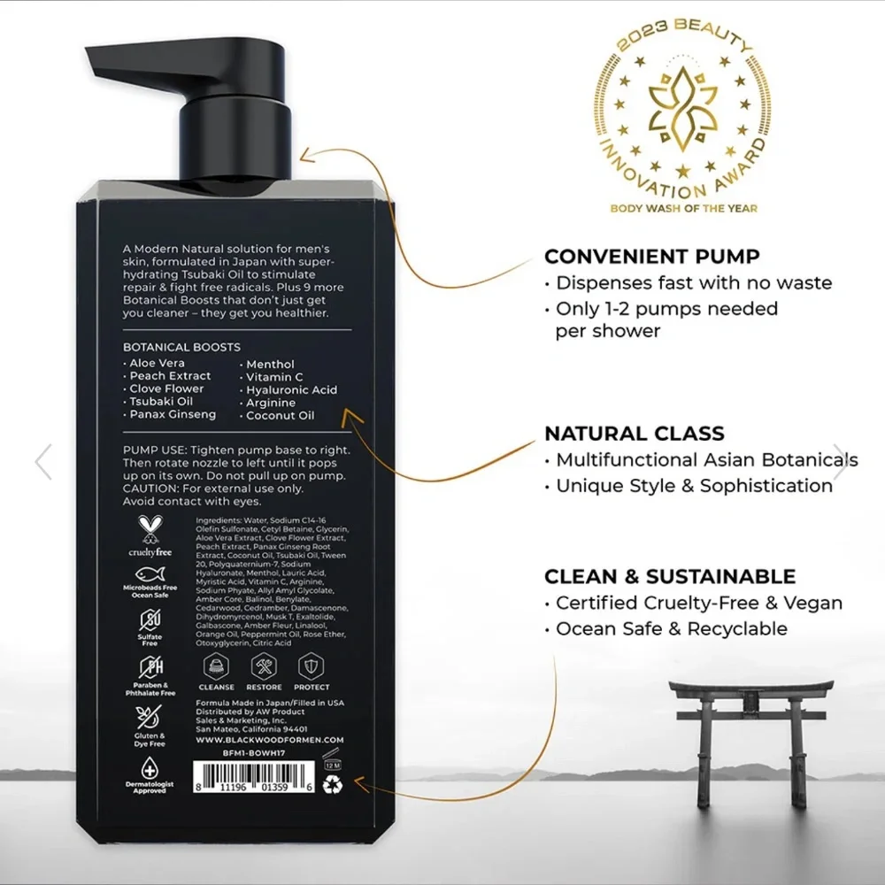 Blackwood For Men Pure Moisture Body Wash - Infused with Ginseng & Menthol